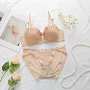Premium Quality Spandex Women Bra Panty Lingerie Set Skin
