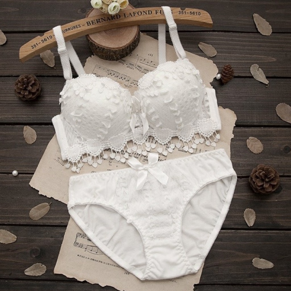 1.png Women Push Up Bra Set Girl Floral Lace Underwear Set Underwire Brassiere