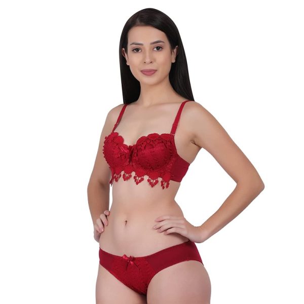 3.jpg Women Push Up Bra Set Girl Floral Lace Underwear Set Underwire Brassiere
