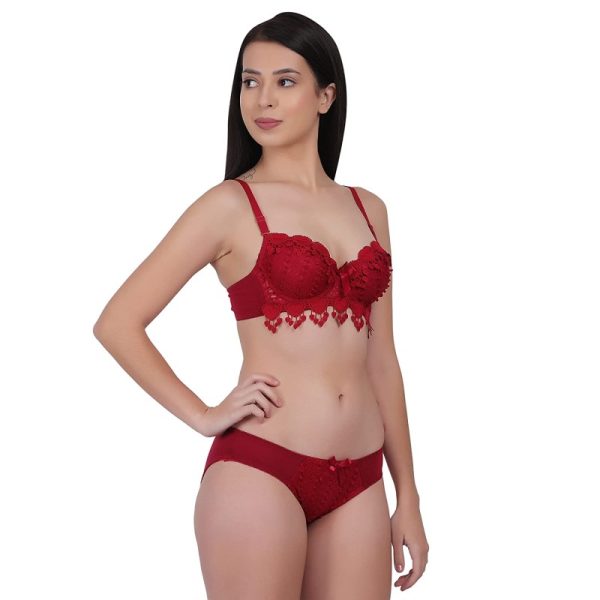 4.jpg Women Push Up Bra Set Girl Floral Lace Underwear Set Underwire Brassiere