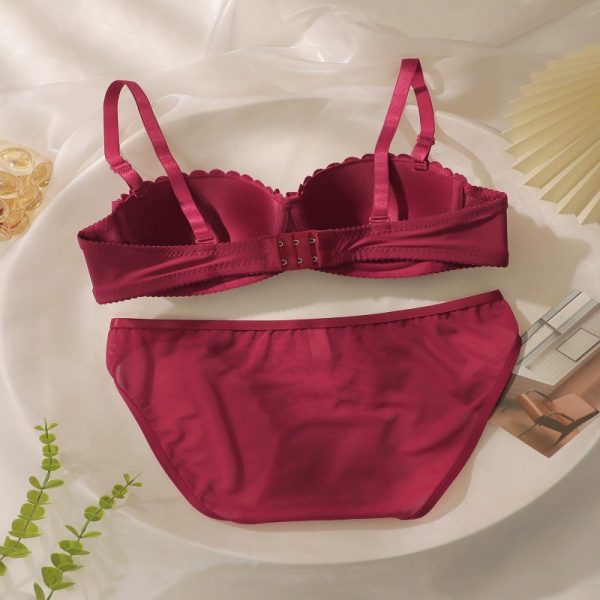Premium Quality Spandex Women Bra Panty Lingerie Set Red