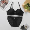 Premium Quality Spandex Women Bra Panty Lingerie Set Black