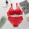 Premium Quality Spandex Women Bra Panty Lingerie Set Red