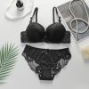 Premium Quality Spandex Women Bra Panty Lingerie Set Black