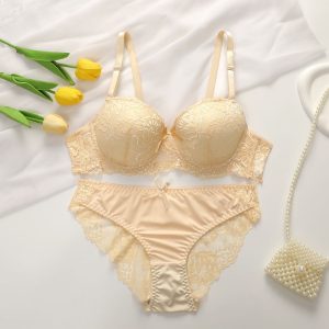 Premium Quality Spandex Women Bra Panty Lingerie Set Skin