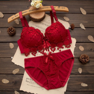 Women Push Up Bra Set Girl Floral Lace Underwear Set Underwire Brassiere