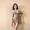 Beautiful Baby doll Made in China Women three part Night Dress - Grey