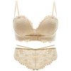 Premium Quality Romantic Floral Lace Bra & Panty Set Cream