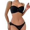 Premium Quality Spandex Women Bra Panty Lingerie Set Black